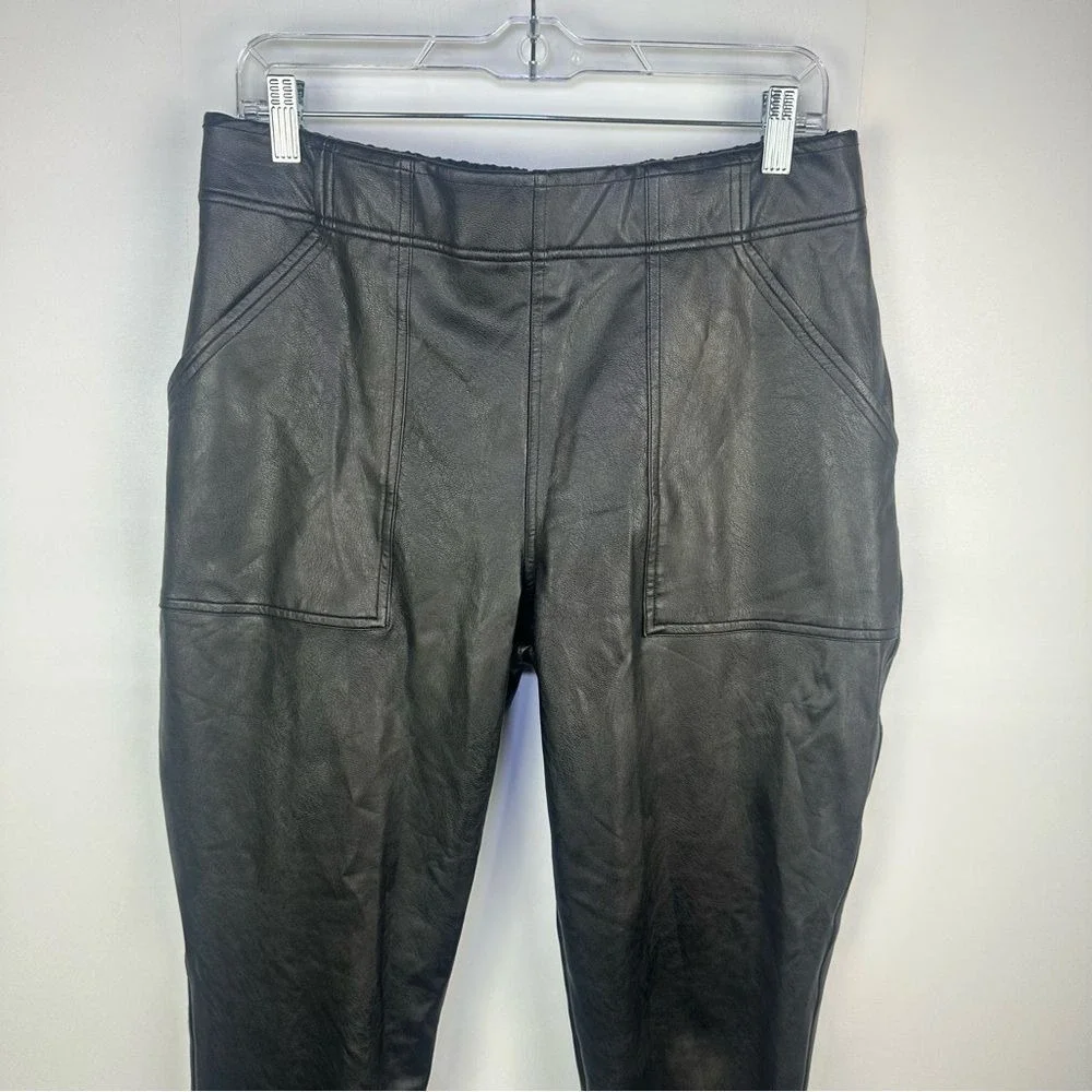Spanx Leather Like Joggers Black Noir‎ Size XL Women's Spanx pants joggers